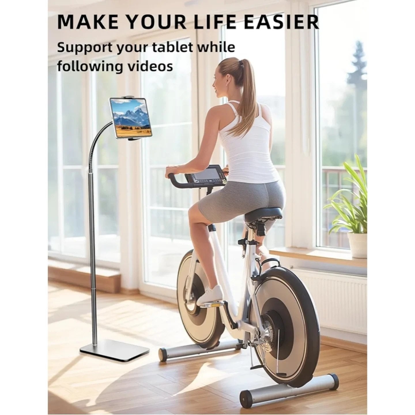 Soporte para iPad, soporte ajustable de metal para tablet con cuello d...