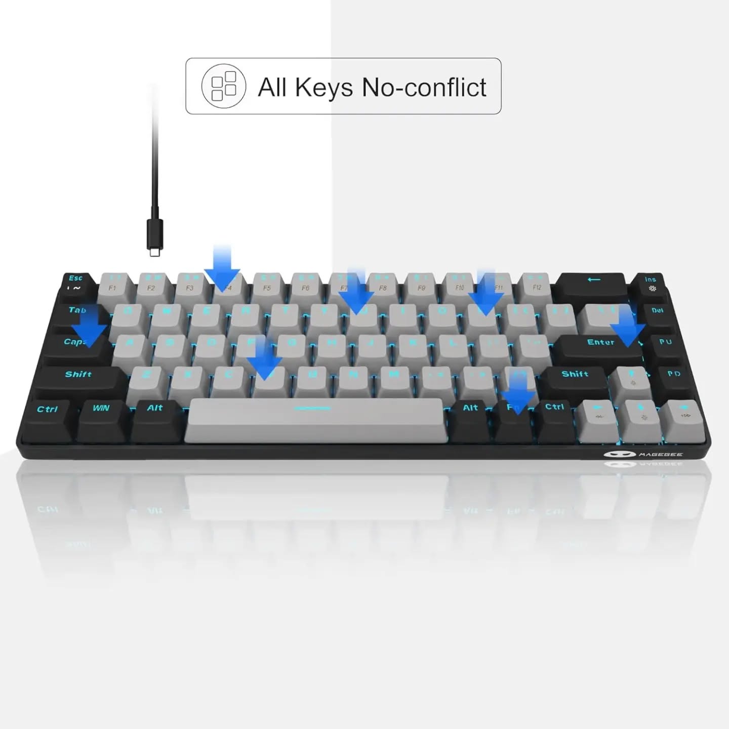 Teclado MageGee MK-Box -  portátil 60% mecánico para juegos, retroilumi...