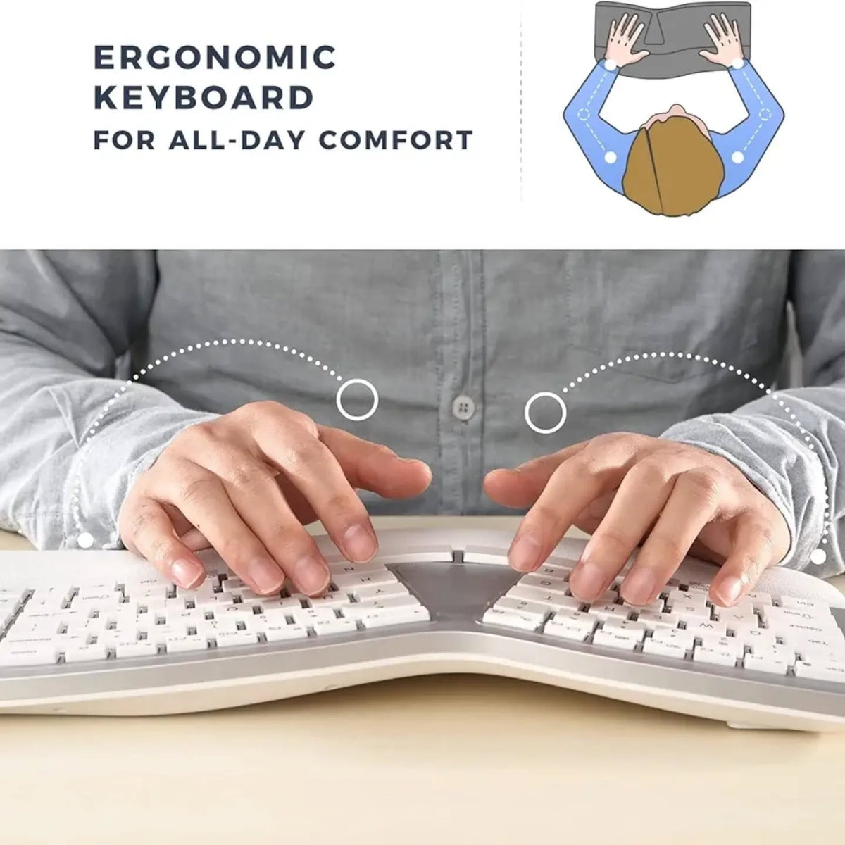 PEIOUS Teclado ergonómico, teclado Bluetooth, multidispositivo, recarg...