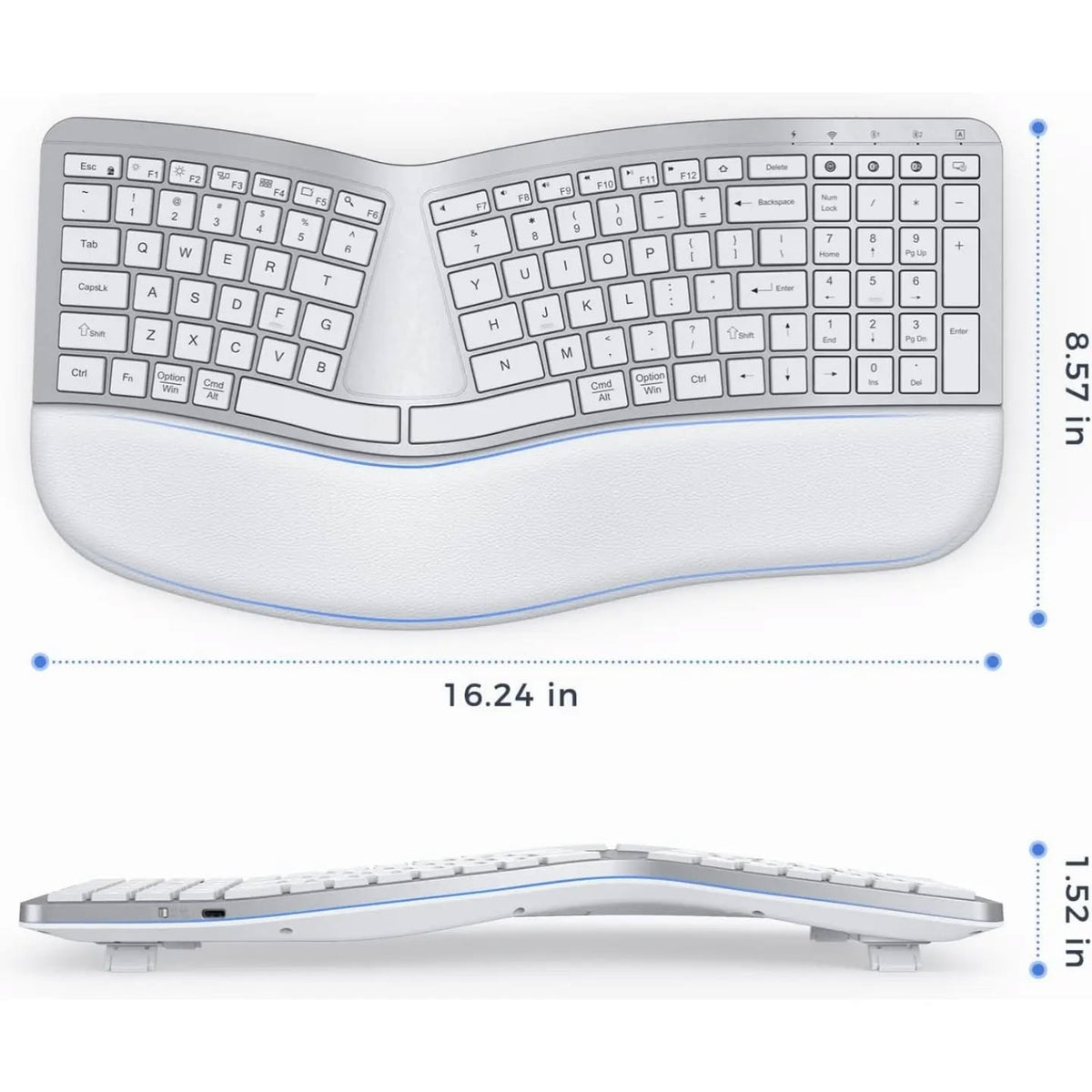 PEIOUS Teclado ergonómico, teclado Bluetooth, multidispositivo, recarg...