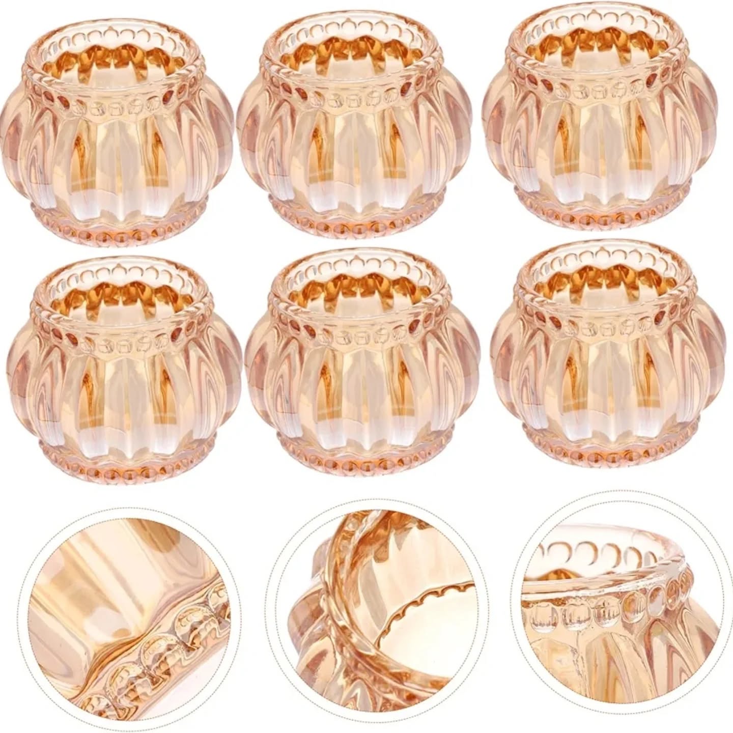 6 Piezas Portavelas De Cristal Candelabro De Cristal Adorno Portavelas...