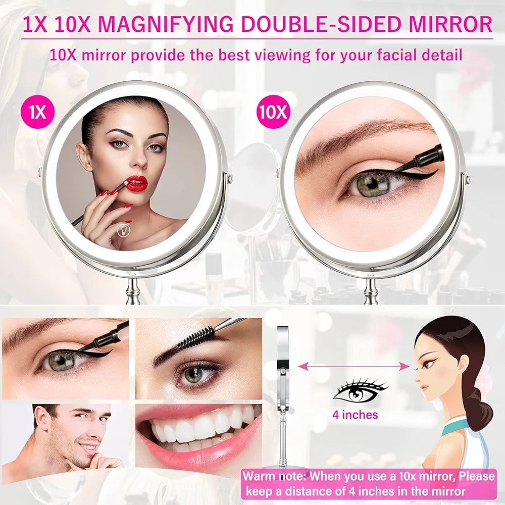Espejo de maquillaje recargable de 8 pulgadas, 1 espejo de tocador con...