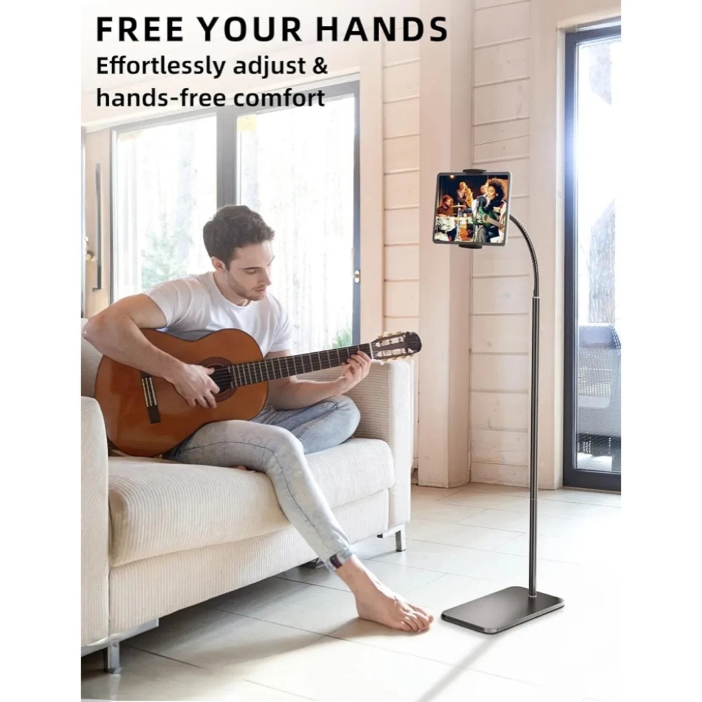Soporte para iPad, soporte ajustable de metal para tablet con cuello d...