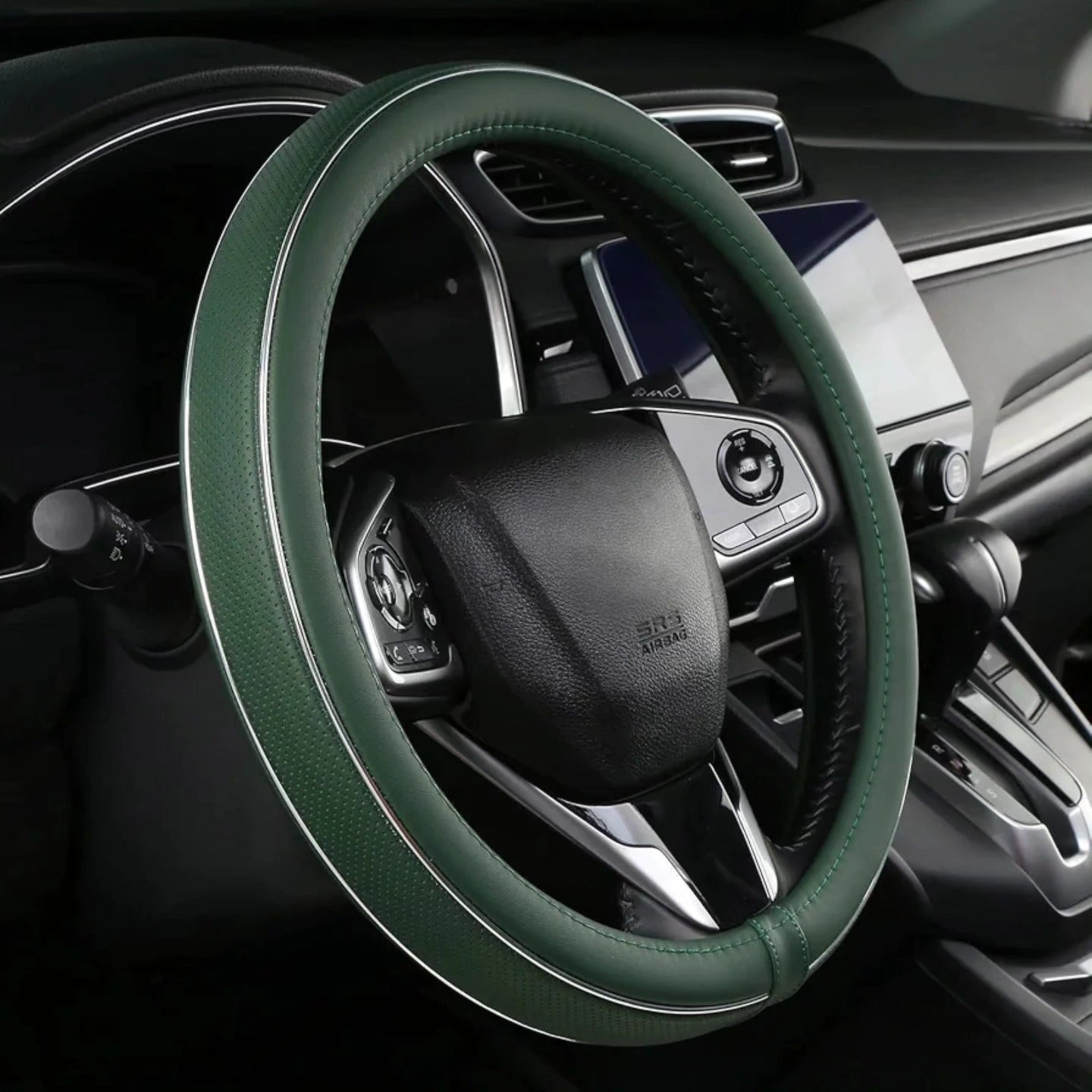 ALEMODR Cubierta de cuero verde del volante de la cubierta del volante...