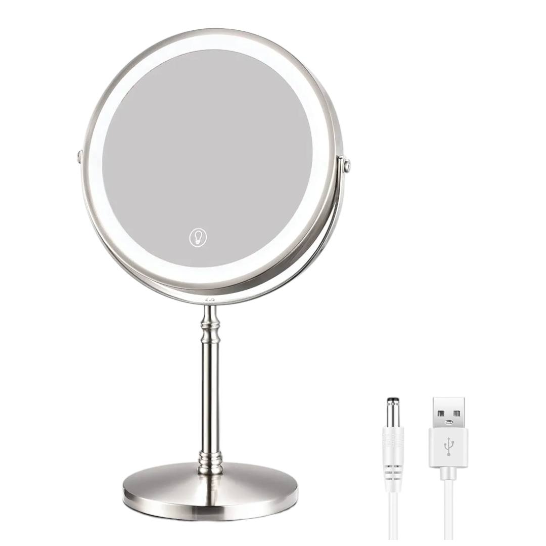 Espejo de maquillaje recargable de 8 pulgadas, 1 espejo de tocador con...