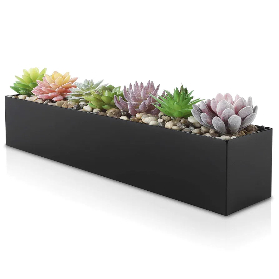 Caja rectangular moderna de acero inoxidable para plantas 16...