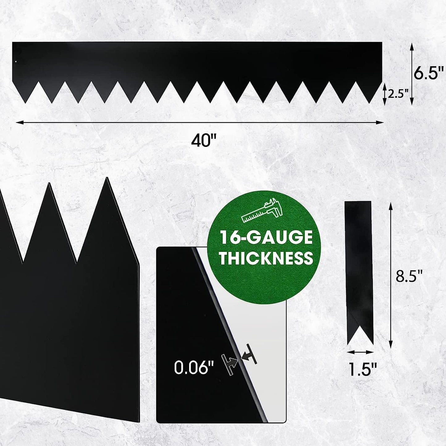 Worth Garden - Paquete de 6 bordes de acero galvanizado con ...