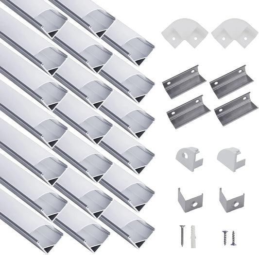 hunhun Paquete de 20 canales de aluminio LED en forma de V d...