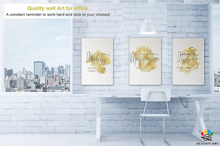 Arte de pared de oficina, 3 paneles, arte motivacional, lien...