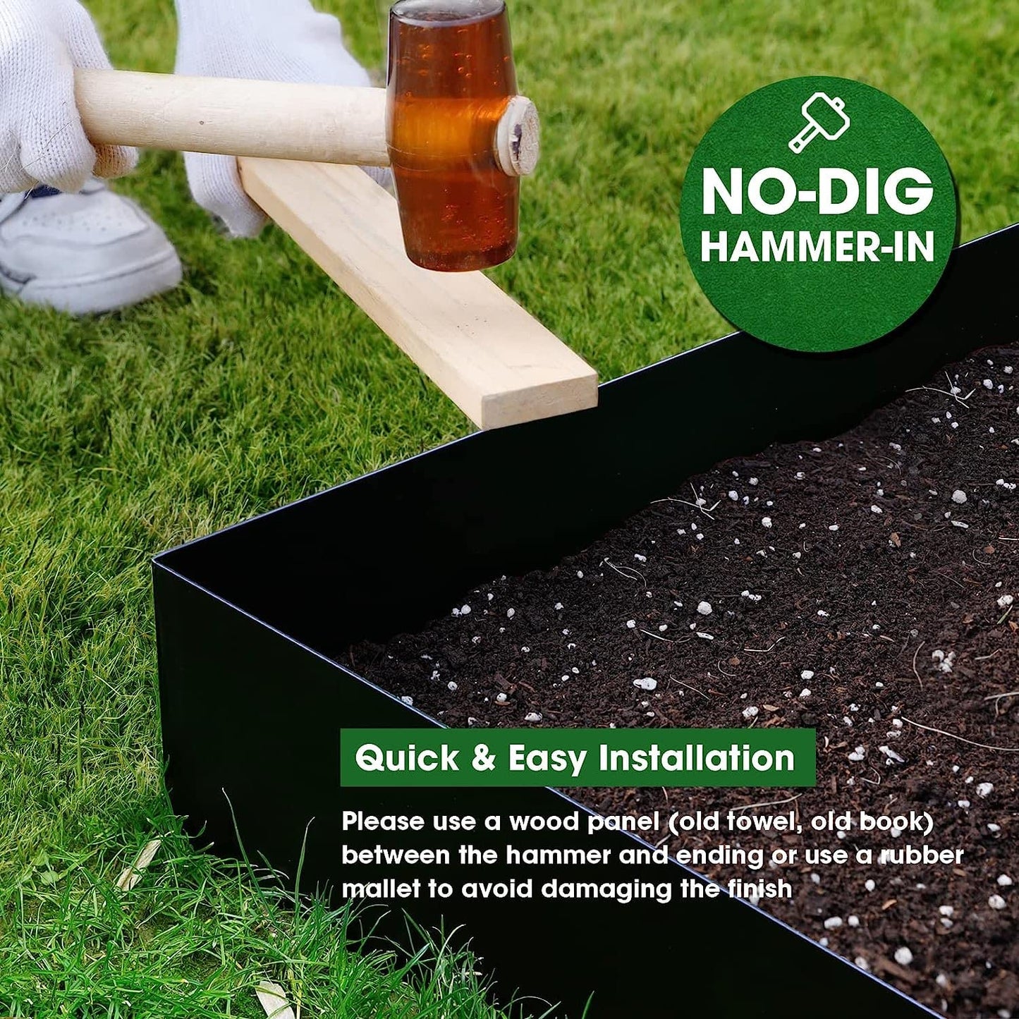 Worth Garden - Paquete de 6 bordes de acero galvanizado con ...