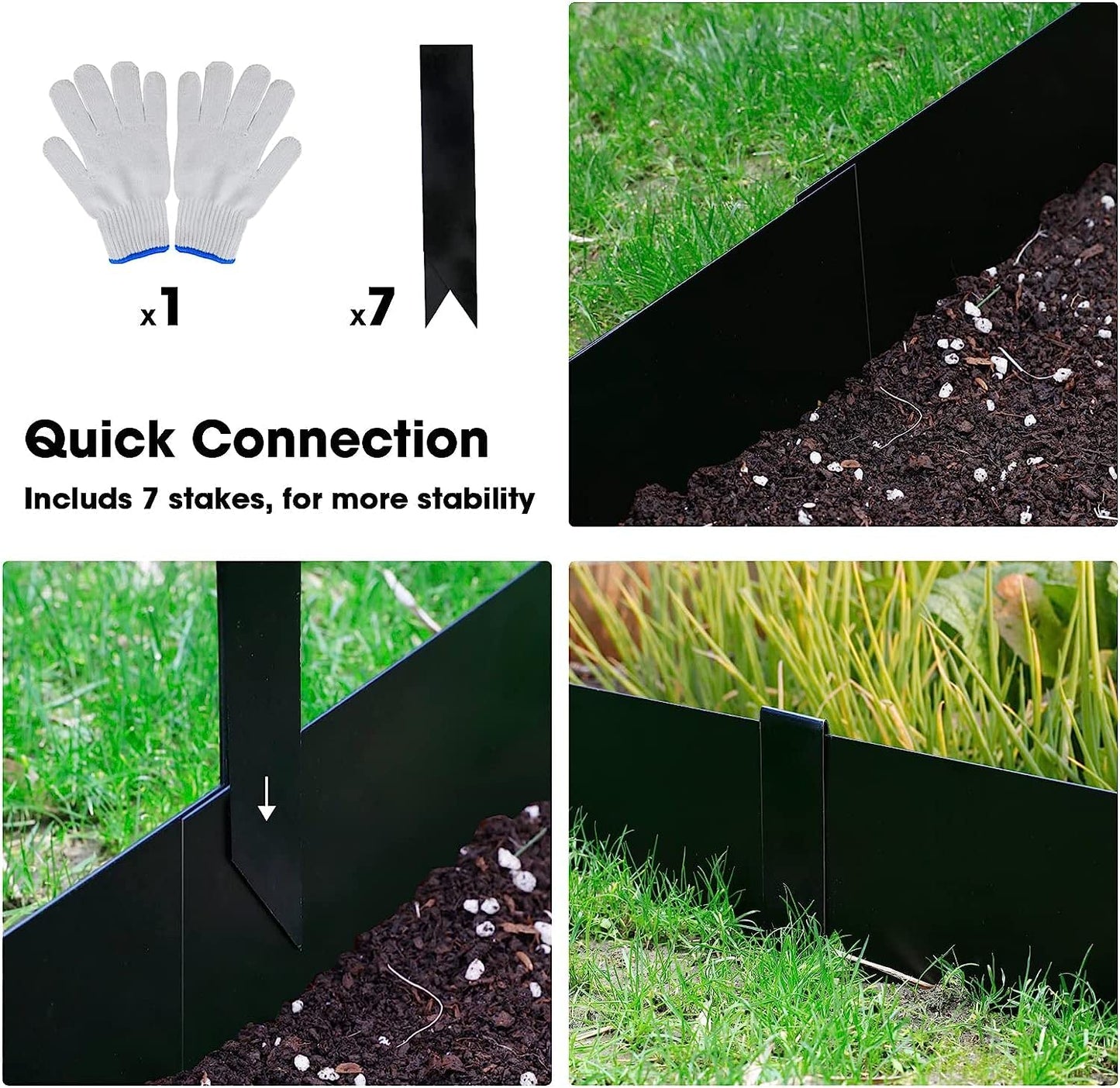 Worth Garden - Paquete de 6 bordes de acero galvanizado con ...