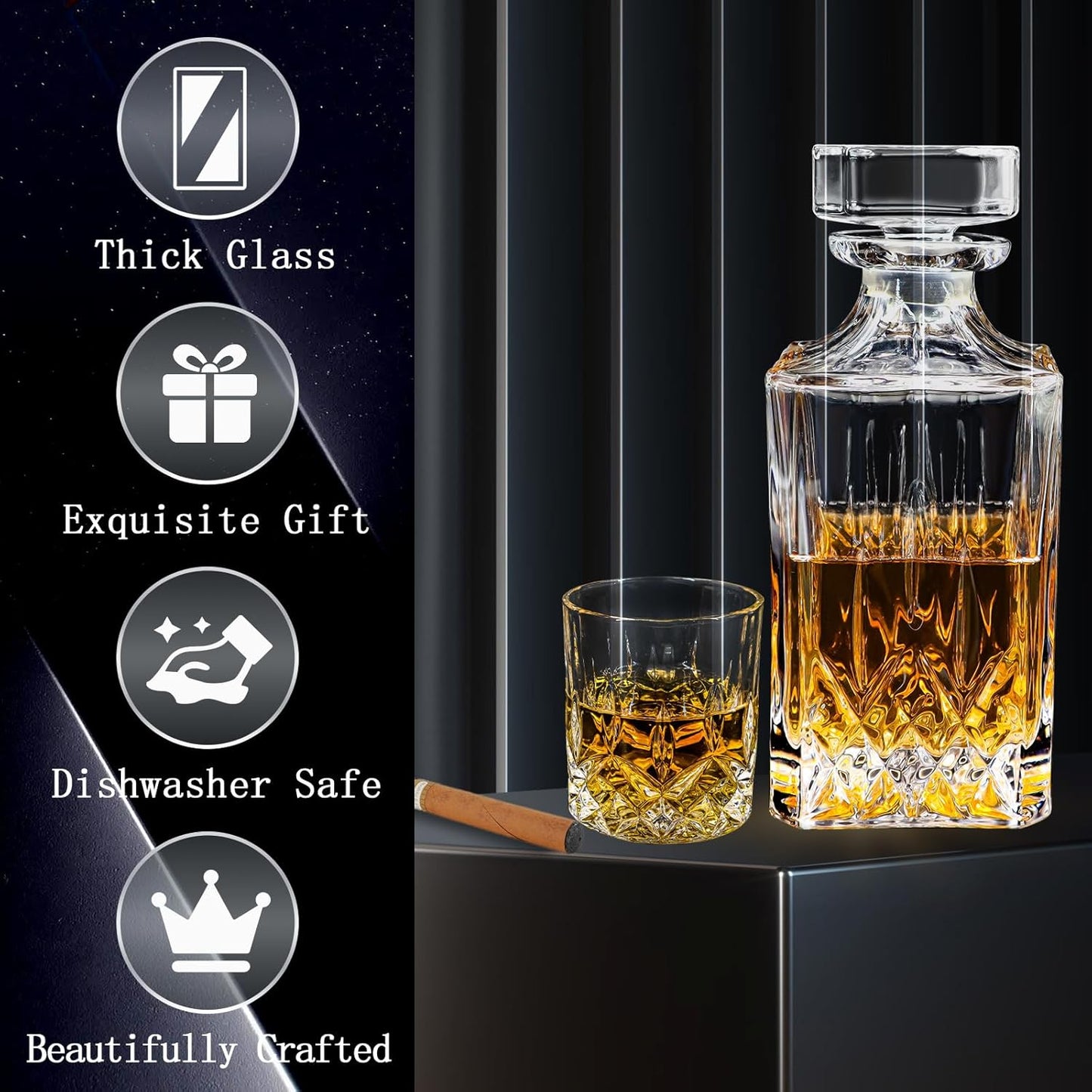 A.VONCI - Juego de jarra de whisky con 2 vasos...