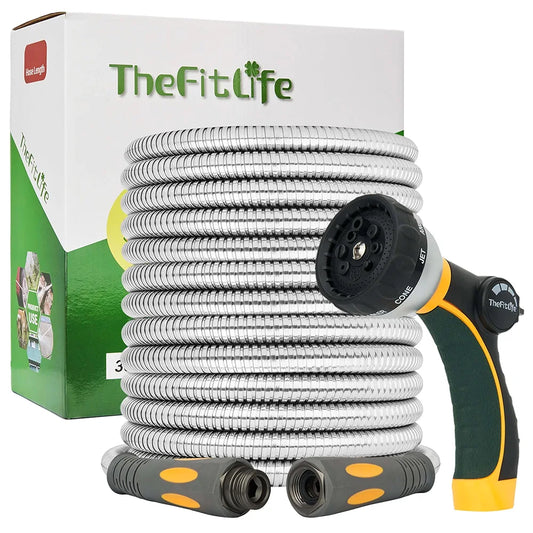 TheFitLife Manguera de jardín de metal flexible, manguera de...