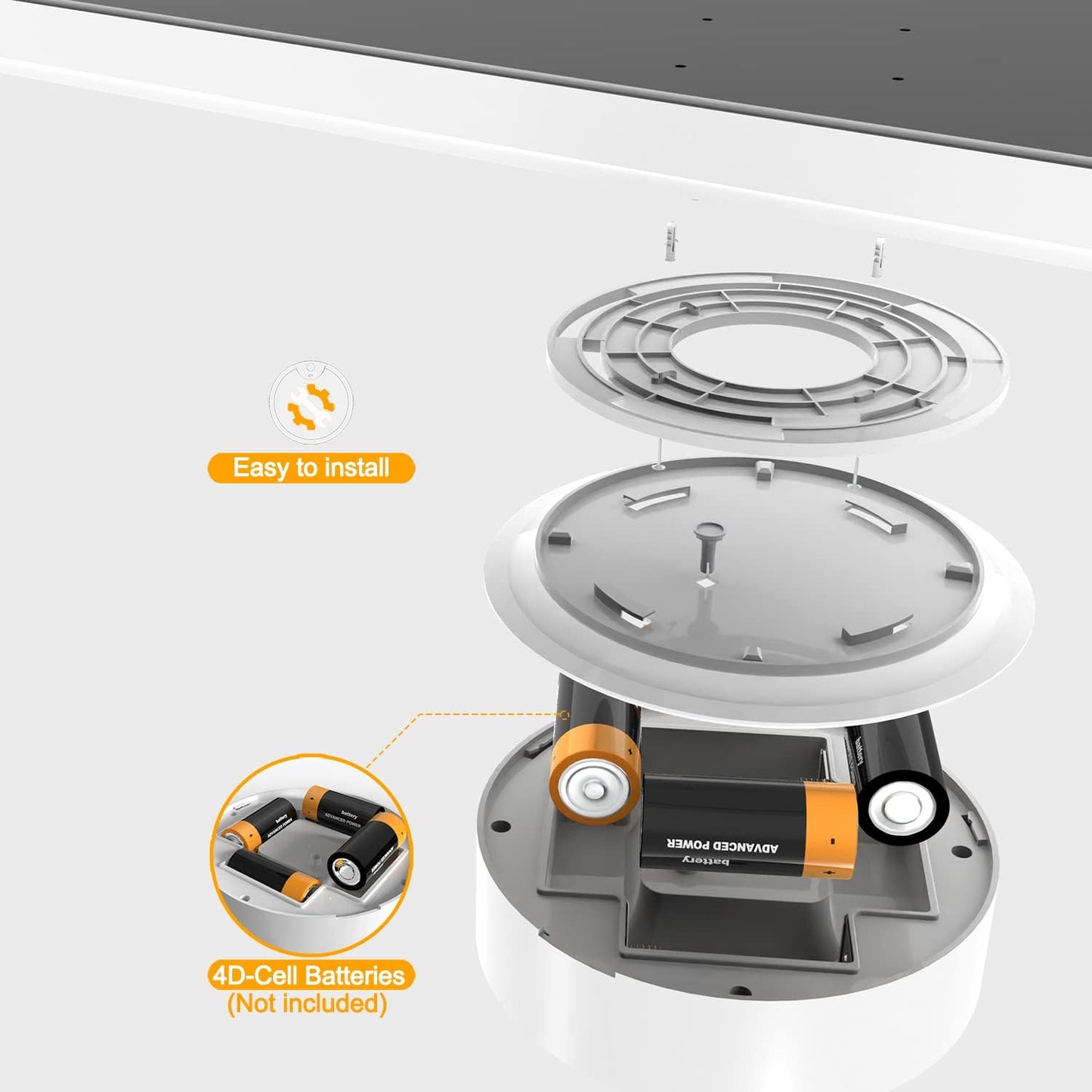 TOOWELL Luz con sensor de movimiento para interiores, funciona con pil...