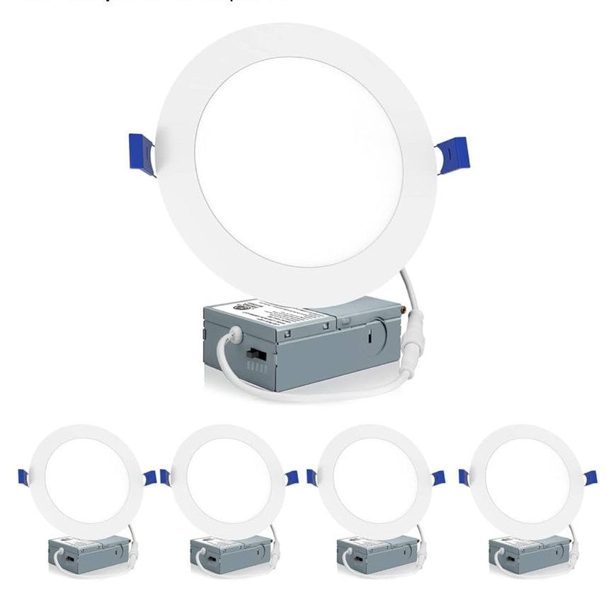 Meconard Paquete de 4 lámparas de techo empotrables LED ultrafinas de ...
