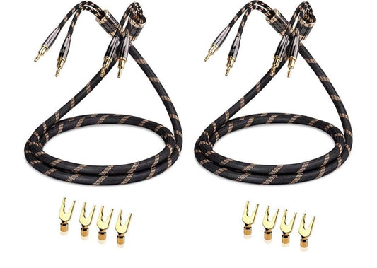 SKW Un par de cables de altavoz audiófilo, conector convertible chapad...