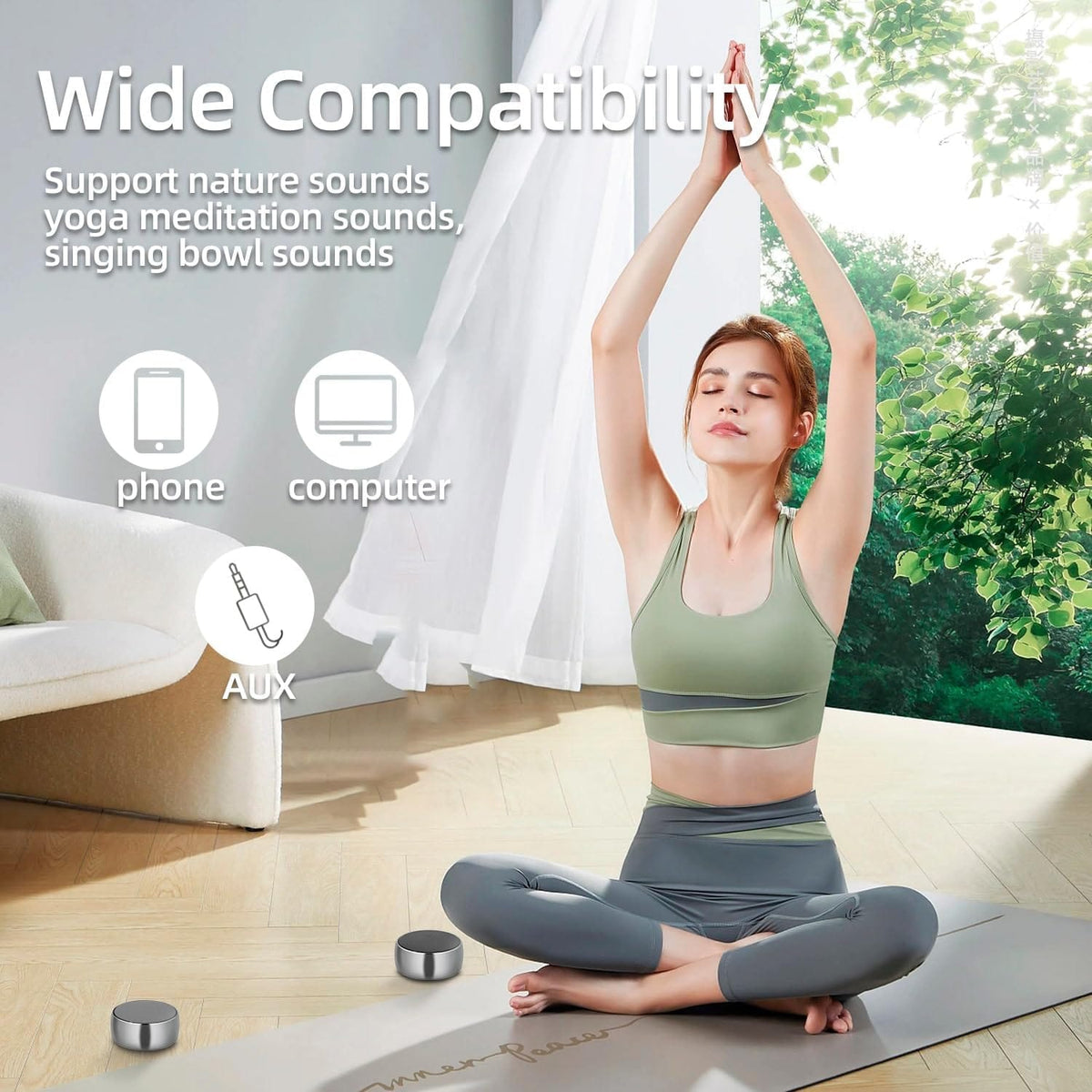 Sistema dual Bluetooth y de meditación de tono, terapia de sonido, reduce el estrés y l...