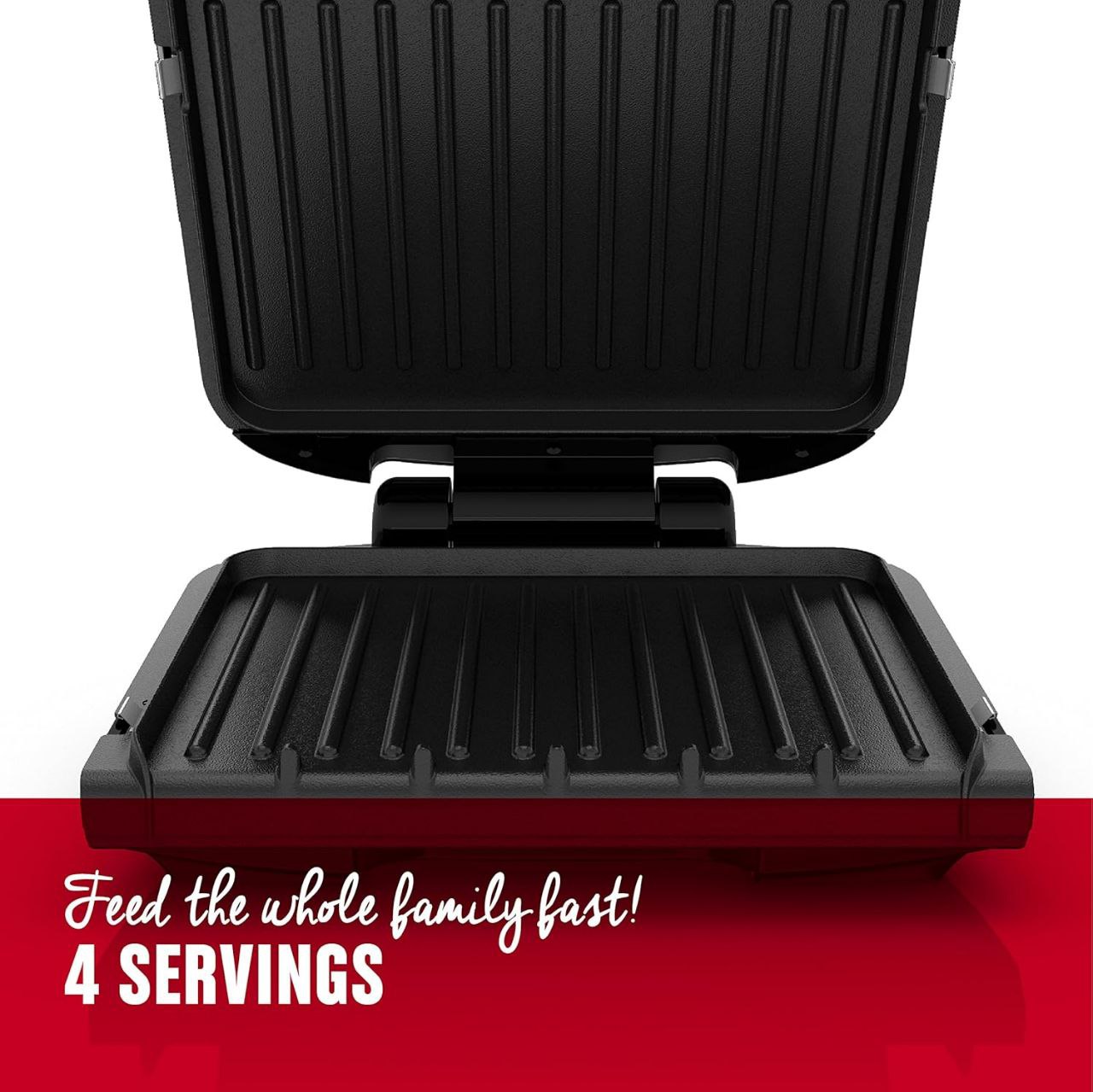 Parrilla con placa desmontable para 4 porciones