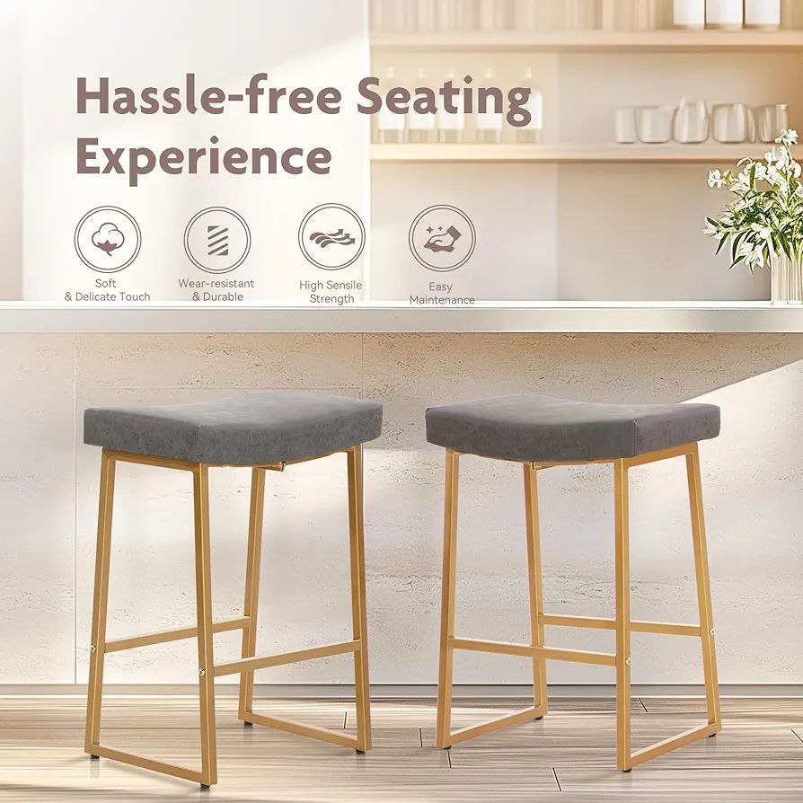 Juego de 2 taburetes de bar ALPHA HOME de 61 cm